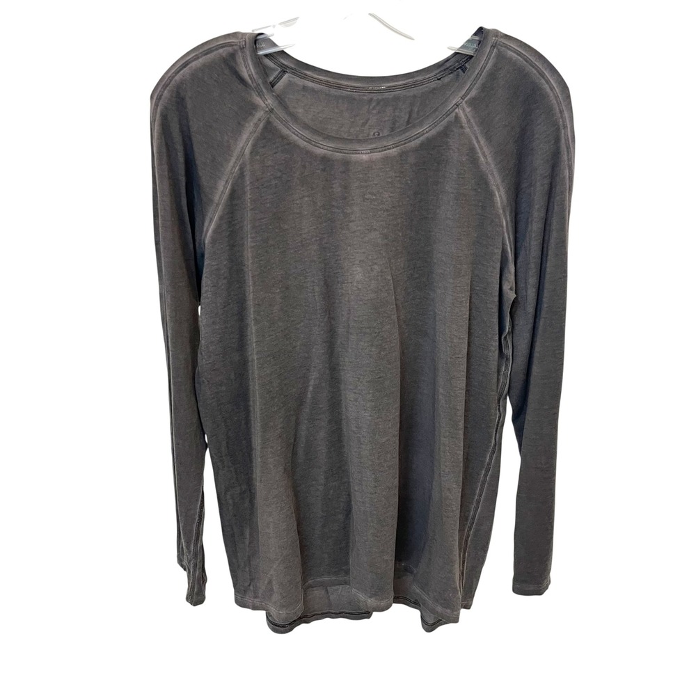 Lululemon Emerald Faded Wash Long Sleeve Shirt Gray Raglan Yoga Top Size 10‎